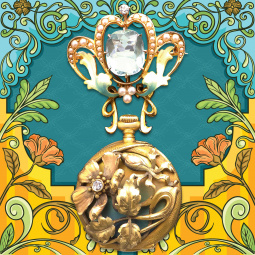 Art Nouveau 18K Yellow and Rose Gold Enamel Pendant Watch from the 1920s